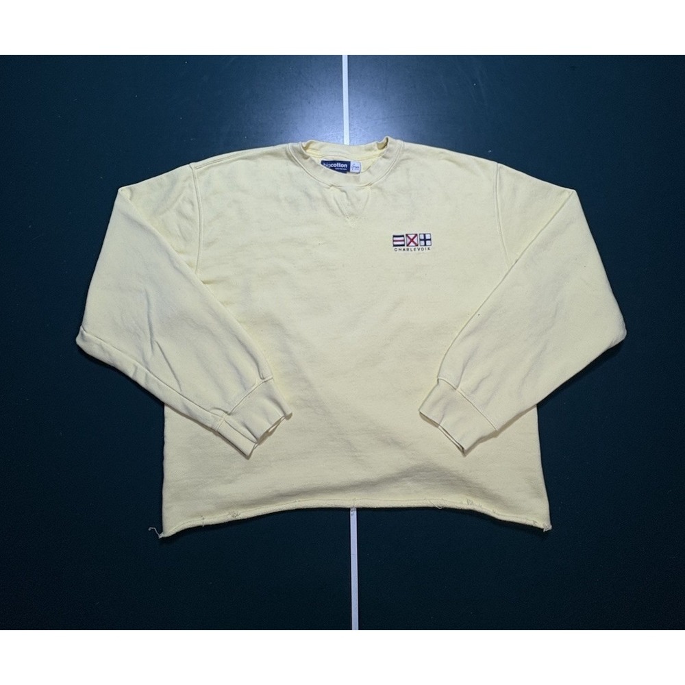 Vintage‎ Charlevoix Michigan Crewneck Sweatshirt Mens XL Yellow Embroidered 90s